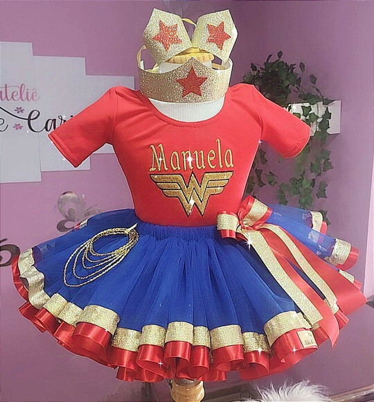Fantasia Mulher Maravilha. Tamanho 1 ou 2 Anos.