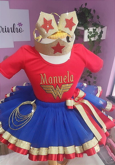 Fantasia Mulher Maravilha. Tamanho 1 ou 2 Anos.