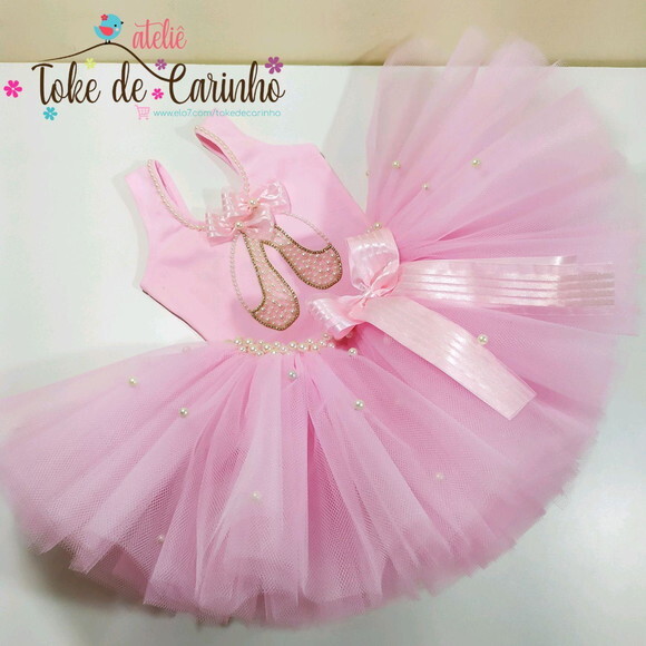 Fantasia Tema bailarina. Tamanho 1 até 3 Anos