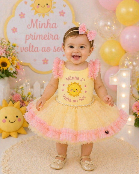Fantasia Tema minha Primeira Volta ao Sol. Tamanho 1 Ano.