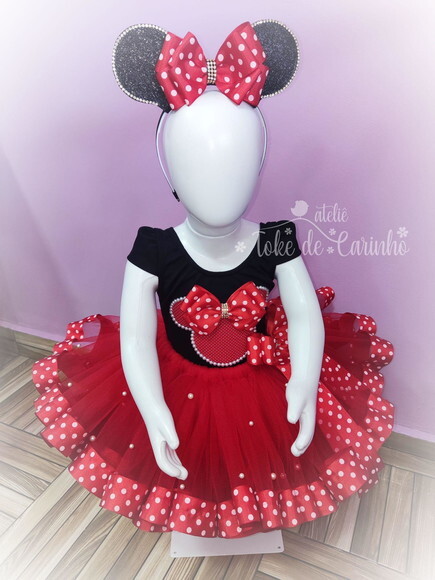 Fantasia Tema minnie. Tamanho 1 ou 2 Anos