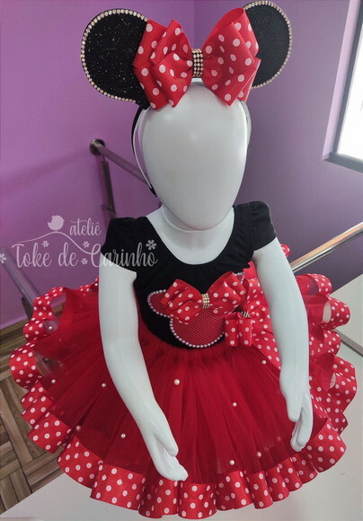 Fantasia Tema minnie. Tamanho 1 ou 2 Anos
