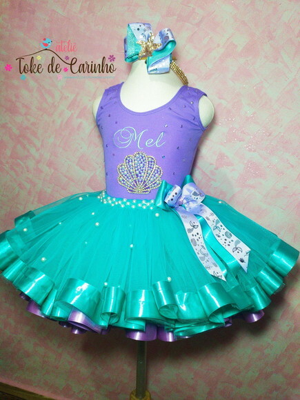 Fantasia tutu Sereia Luxo . Tamanho 4 ou 6 anos.