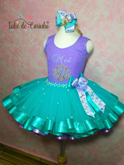 Fantasia tutu Sereia Luxo . Tamanho 4 ou 6 anos.