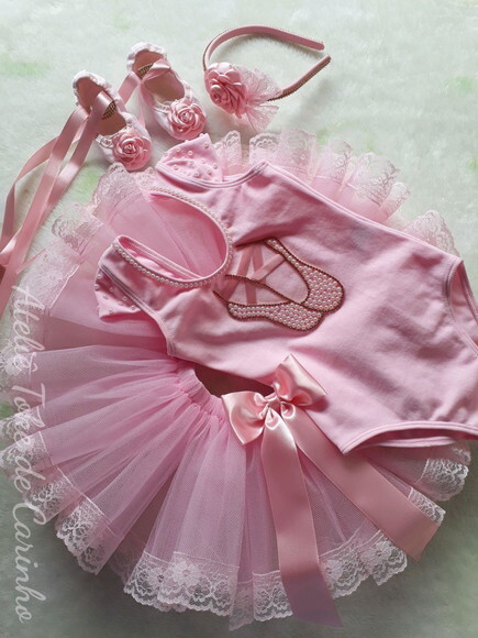 Fantasia/look bailarina com 5 Peças. Tamanho 1 ou 2 Anos.