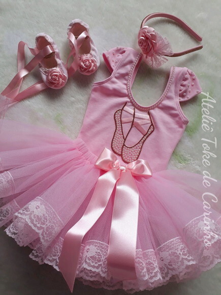 Fantasia/look bailarina com 5 Peças. Tamanho 1 ou 2 Anos.