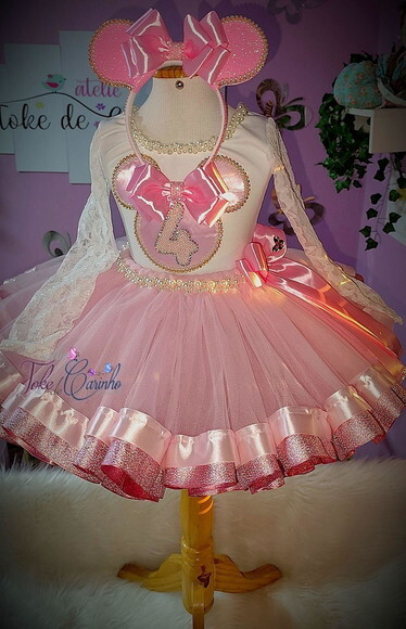 Fantasia/look Minnie Luxo . Tamanho 3 a 6 Anos.