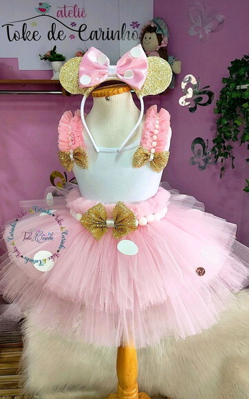 Fantasia/look Tema minnie . Tamanho 3 a 6 Anos.