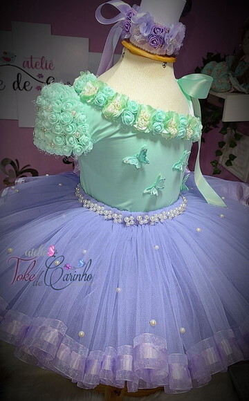 Look jardim da Bailarina Luxo. Tamanho 3 a 6 Anos.