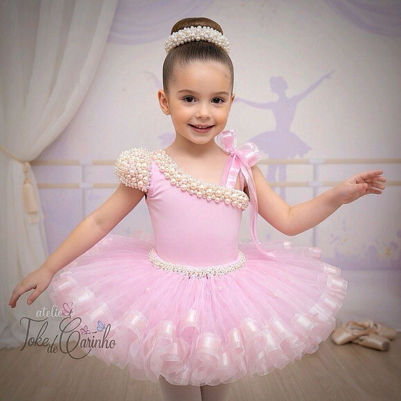 Look Bailarina Luxo 3 Peças. Tamanho 3 até 6 Anos.