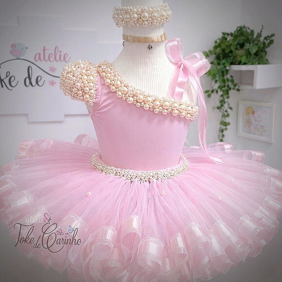 Look Bailarina Luxo 3 Peças. Tamanho 3 até 6 Anos.