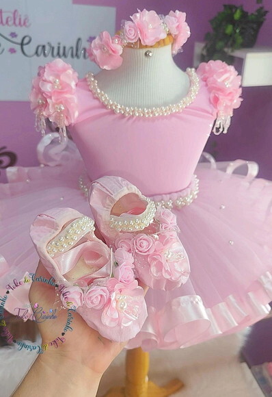 Look Bailarina Luxo Completa 4 Peças. Tamanho 3 até 6 Anos.