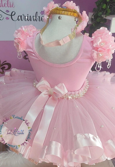 Look Bailarina Luxo Completa 4 Peças. Tamanho 3 até 6 Anos.
