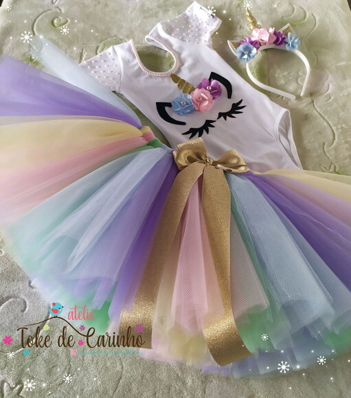 Look de Festa Tema Unicórnio. Tamanho 1 ou 2 Anos.