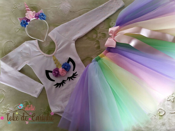 Look Fantasia Unicórnio. Tamanho 4 ou 6 Anos.