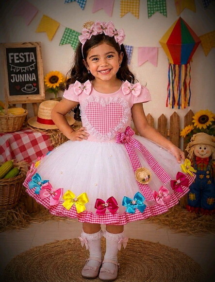 Look Festa Junina. Tamanho 7 até 10 Anos.