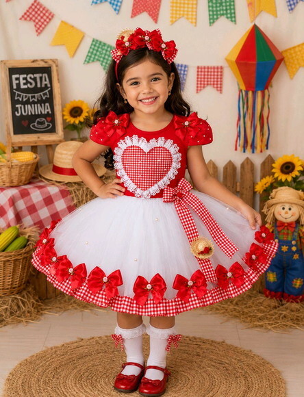 Look Festa Junina. Tamanho 7 até 10 Anos.
