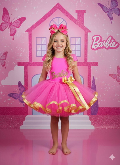 Look Festa Tema barbie. Tamanho 8 ou 10.