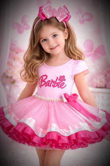 Look/fantasia Tema barbie Luxo. Tamanho 3 até 6.