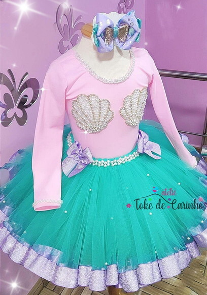 Look/fantasia Tema sereia Luxo . Tamanho 7 até 10 Anos.