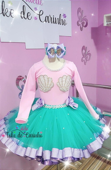 Look/fantasia Tema sereia Luxo . Tamanho 7 até 10 Anos.