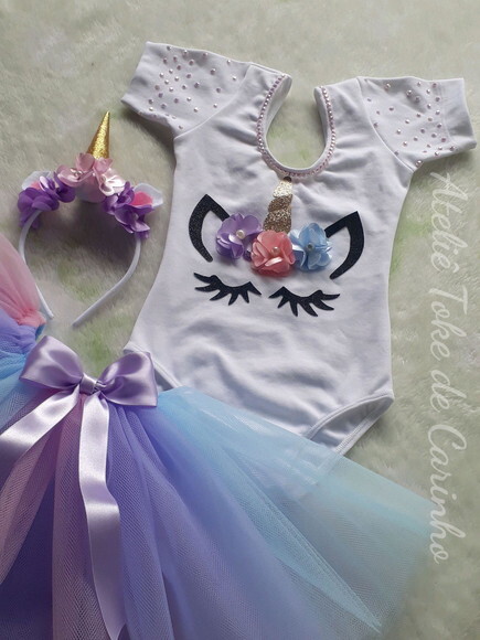 Roupa de Festa Tema unicórnio. Tamanho 4 ou 6 Anos.