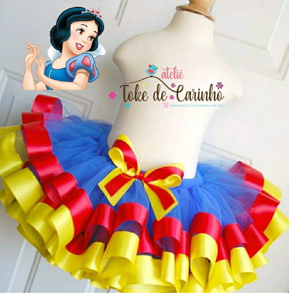 Saia tutu Branca de Neve. Tamanho 1 a 6 anos.