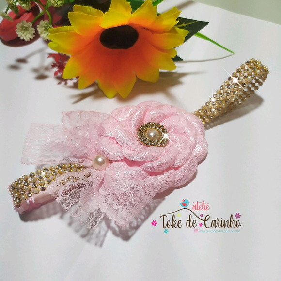 Tiara/ Head Band Bebê Flor Luxo.
