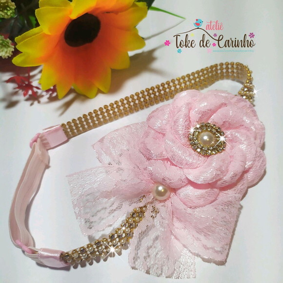 Tiara/ Head Band Bebê Flor Luxo.