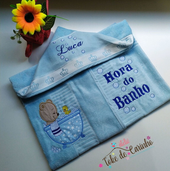 Toalha de banho bebê Bordada