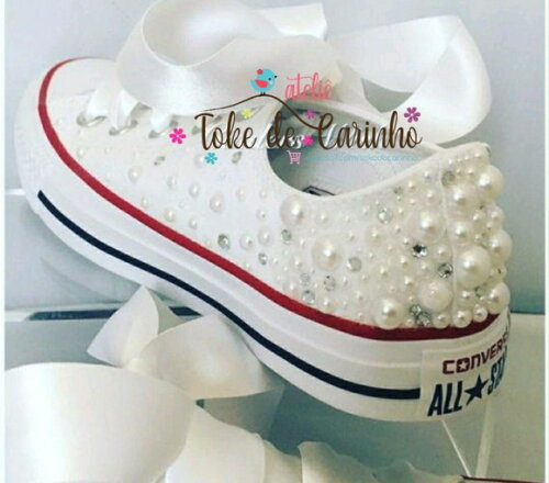*all Star Personalizado Em Pérolas. Tamanho 33 Ao 40.