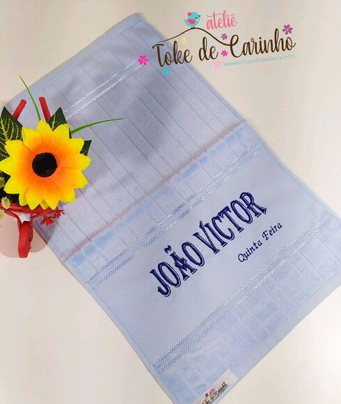 *Kit 5 Toalhinhas Escolar Bordada com Nome.