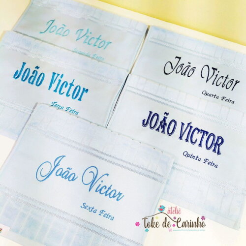 *Kit 5 Toalhinhas Escolar Bordada com Nome.