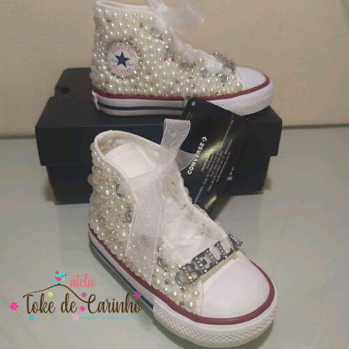 All Star Infantil Luxo Pérolas e Cristais.tamanho 26 ao 32
