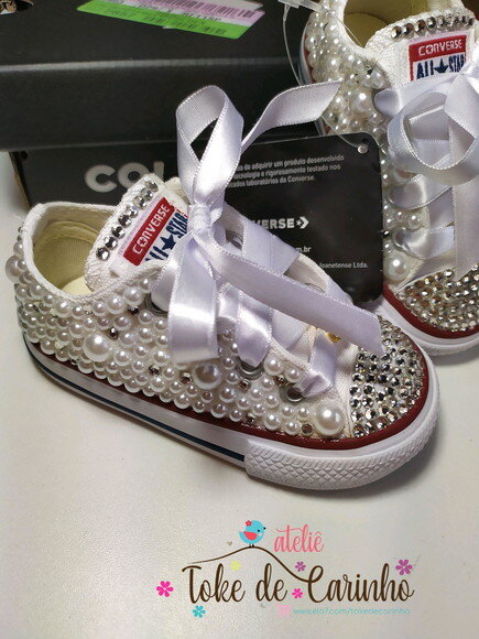 All Star Infantil Luxo Pérolas e Cristais.tamanho 18 ao 25