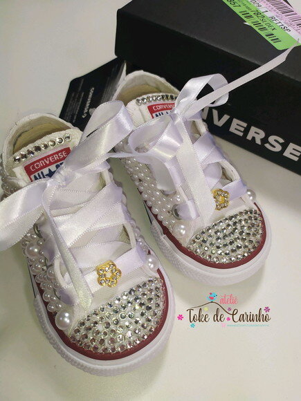 All Star Infantil Luxo Pérolas e Cristais.tamanho 18 ao 25