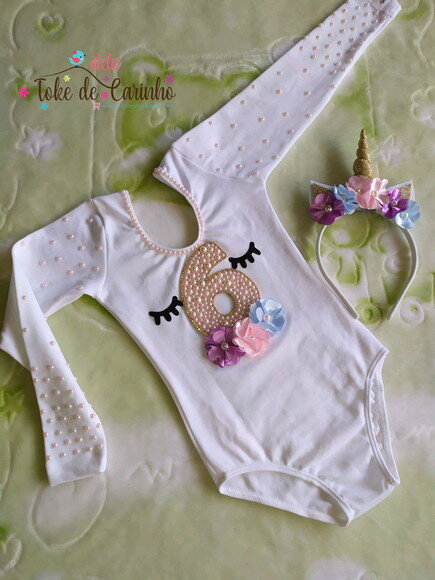 Body + Tiara tema Unicórnio.