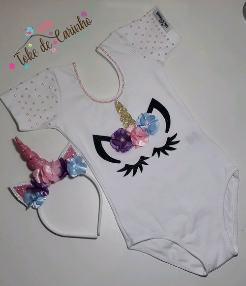 Body + Tiara tema "Unicórnio".