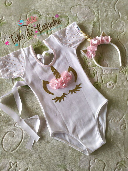 Body + Tiara tema "Unicórnio".