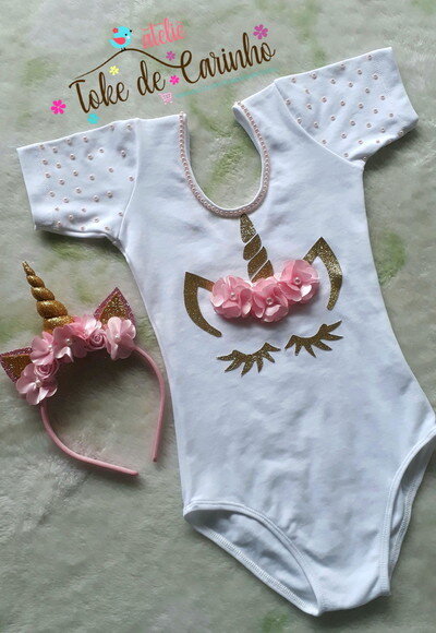 Body + Tiara tema "Unicórnio".
