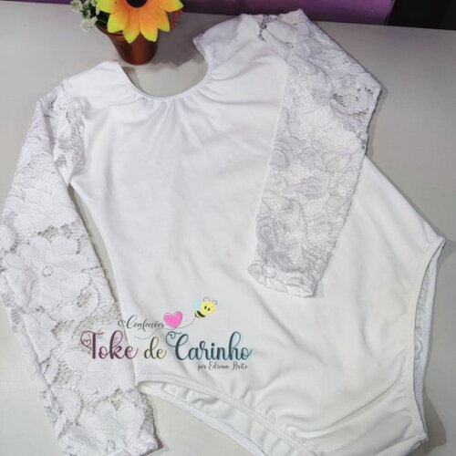 Collant Ballet Manga Renda. Tamanho 1 ao 14.