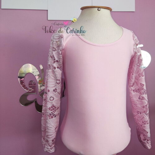 Collant Ballet Manga Renda. Tamanho 1 ao 14.