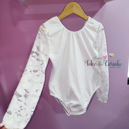 Collant Ballet Manga Renda. Tamanho 1 ao 14.