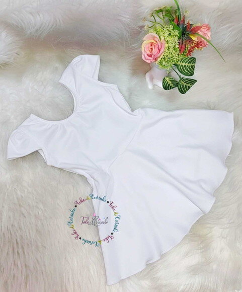 Collant Ballet Saia Acoplada "manga Princesa". Cor Branco