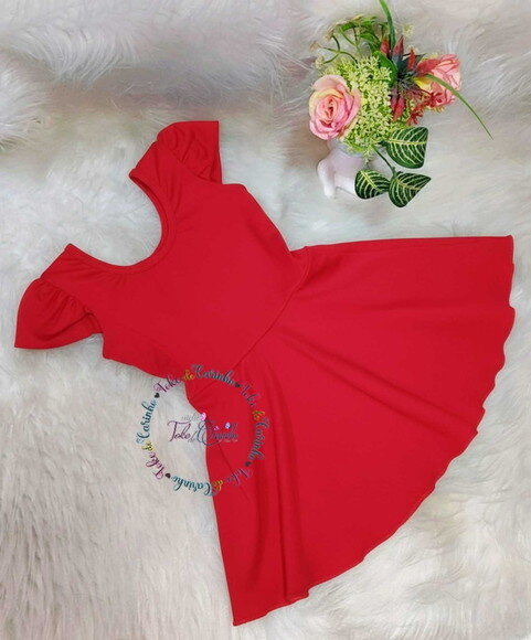 Collant Ballet Saia Acoplada "manga Princesa". Cor Vermelho