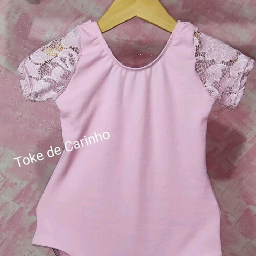 Collant/body Bailarina Manga Renda. Tamanho 1 ao 14.