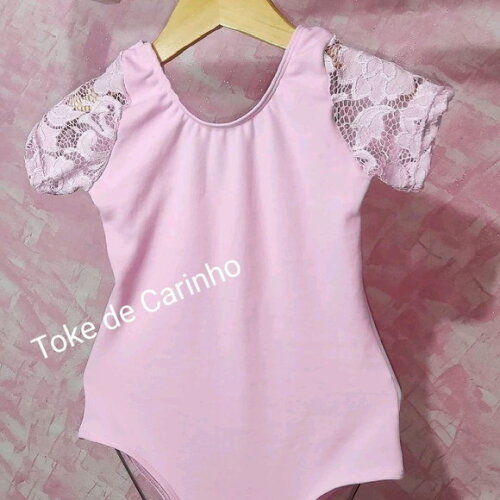 Collant/body Bailarina Manga Renda. Tamanho 1 ao 14.