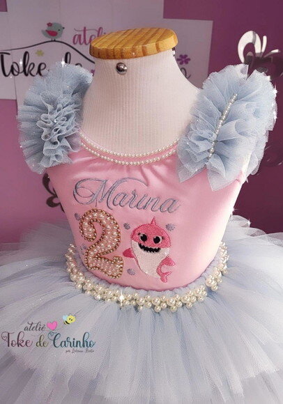 Fantasia baby Shark Tamanho 1 ou 2 Anos