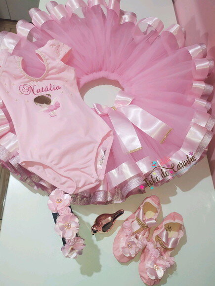 Fantasia bailarina Luxo Completa. Tamanho 1 ou 2 Anos.