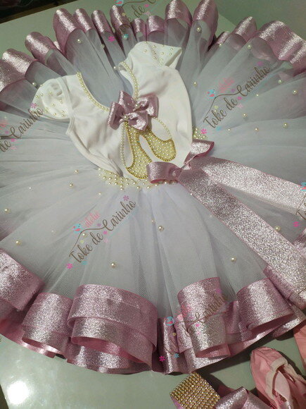 Fantasia bailarina Luxo Completa. Tamanho 1 ou 2 Anos.